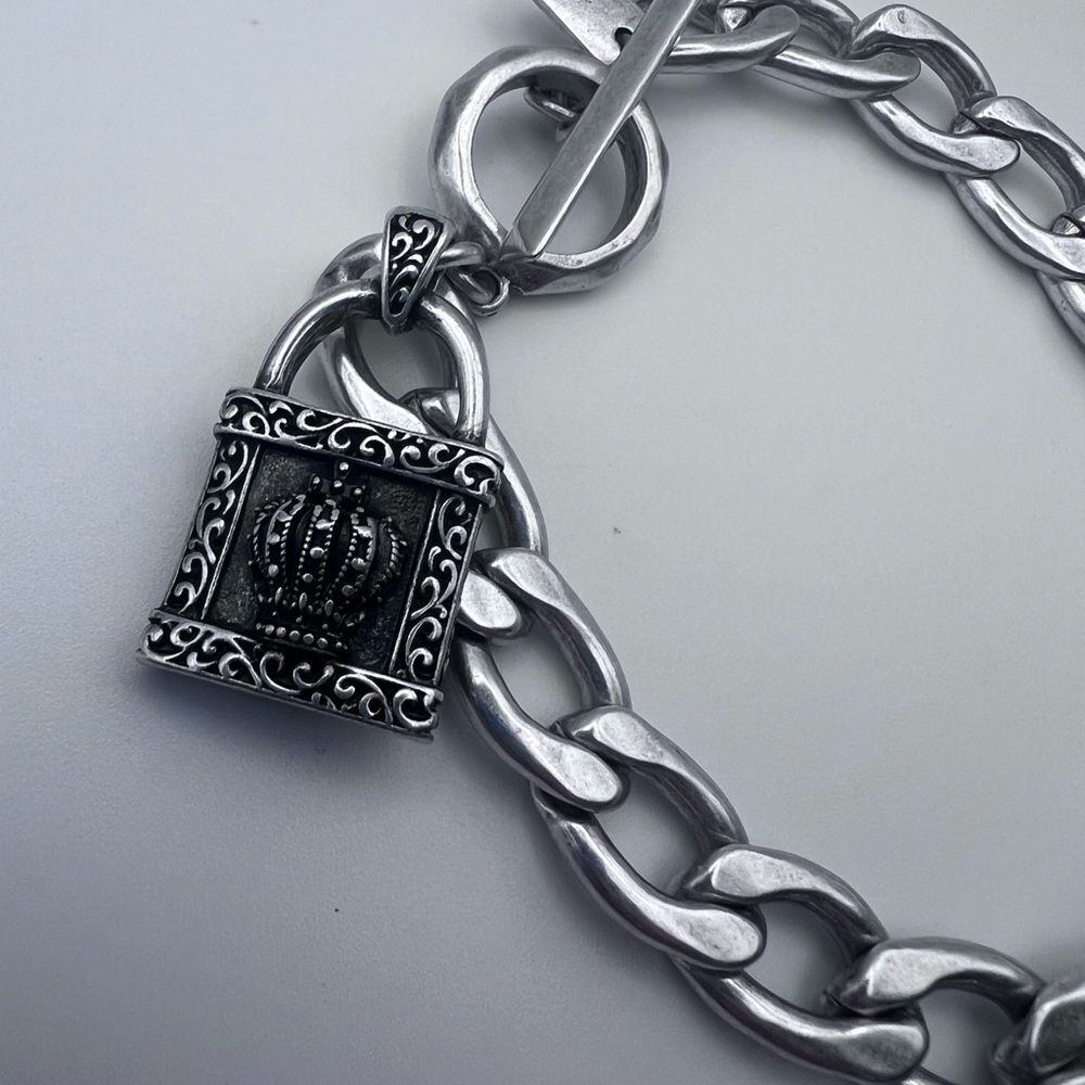 Silver tone Chain Bracelet with Padlock Charm - Picture 5 of 5